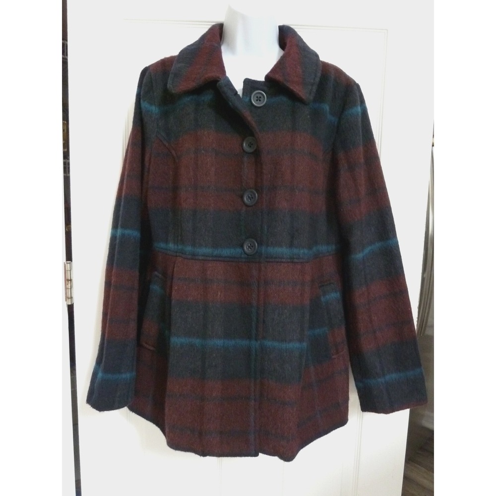 *COFFEE SHOP SANTA FE NY Sz XL Plaid Belted  Back Barn Jacket Short Country*